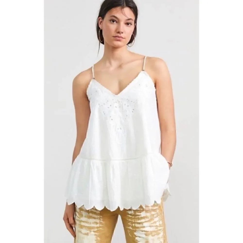 Anthropologie Let Me Be Lace Peplum Tank Size 6